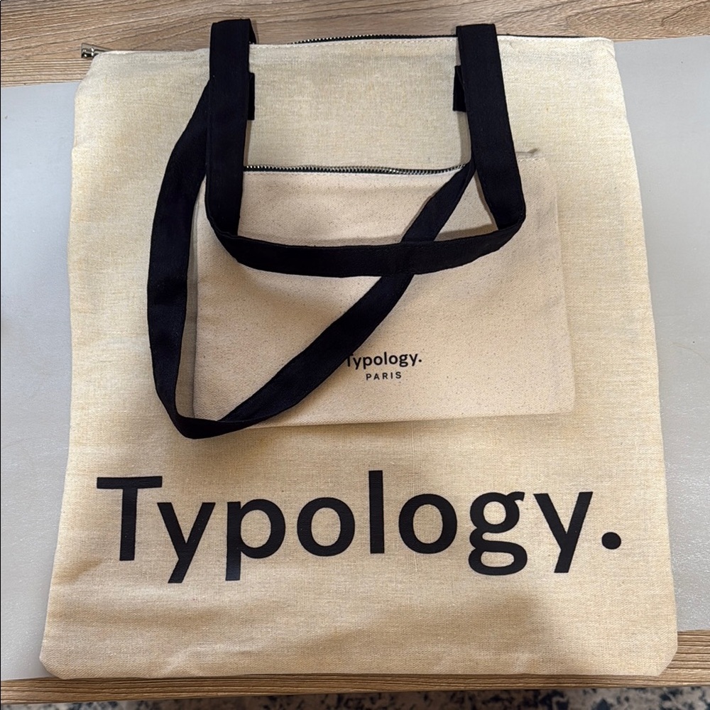Typology Beige and Black Tote Bag